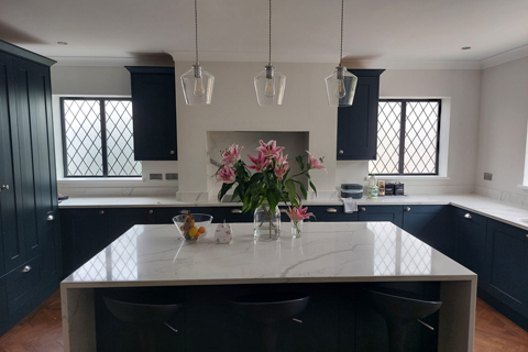 new kitchen painted blue cabinet doors