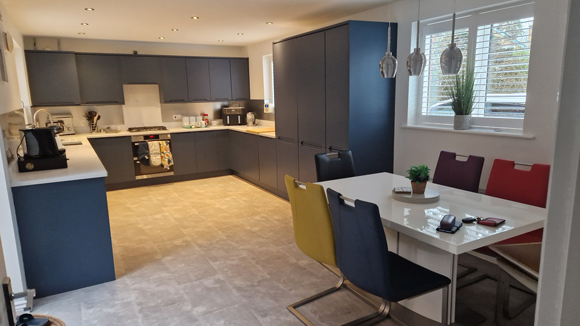 kitchen makeover blue cabinet doors