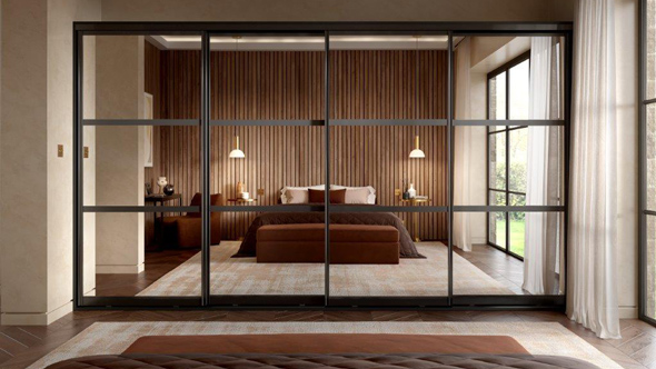 mirrored wardrobe doors in bedroom